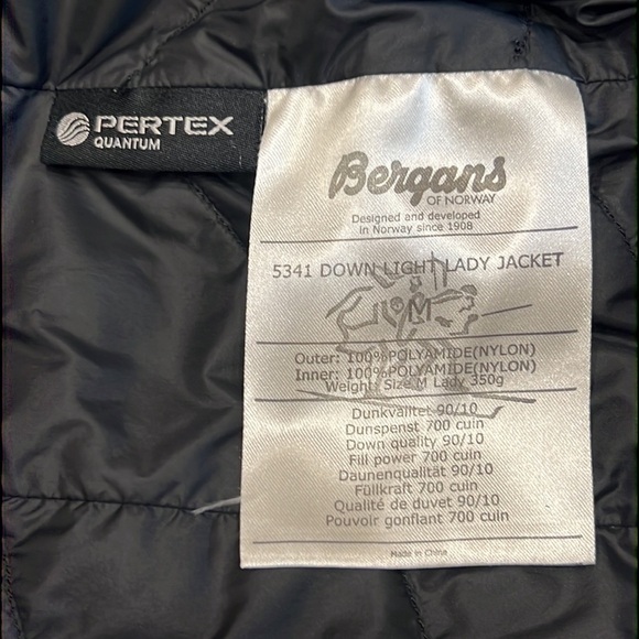 Bergans of Norway NYSTOLEN PERTEX QUANTUM Down Light Lady Puffer Jacket Size M - Picture 9 of 11